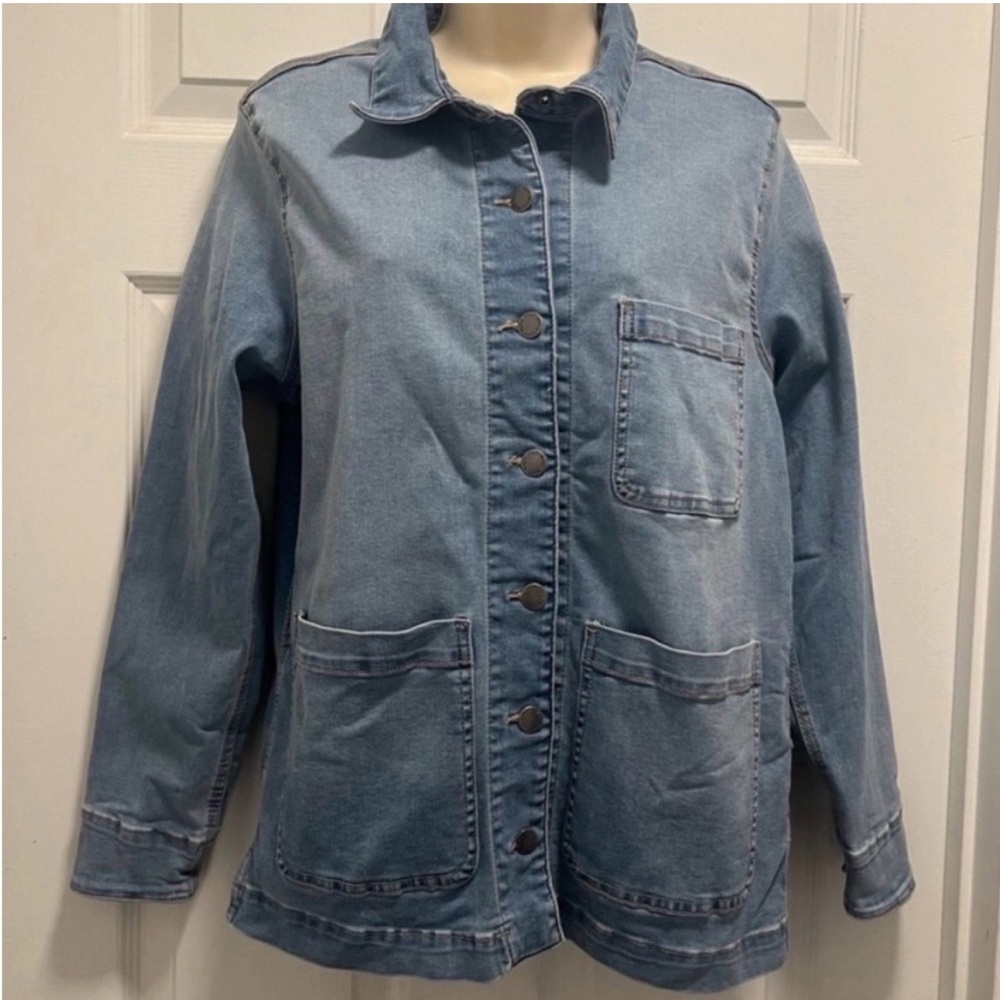 Well Worn Blue Denim Barn Jacket/ Chore Coat Coastal Grandma - Small - EUC - Picture 4 of 13